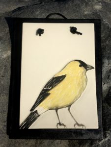 Ceramic tile, goldfinch design